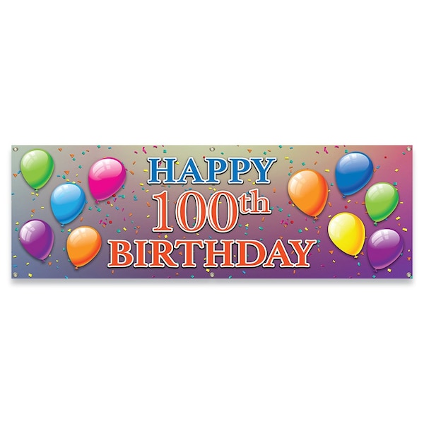 Signmission Happy 100th Birthday Banner Concession Stand Food Truck Single Sided B-72-30081 - main